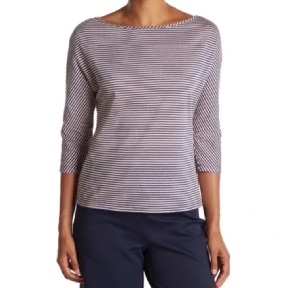 ST. JOHN Collection Striped linen jersey Top size XS